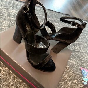 Vince Camuto Black Velvet Strappy Heels